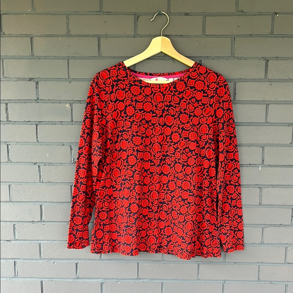 Boden Red and Navy Boxy Blouse